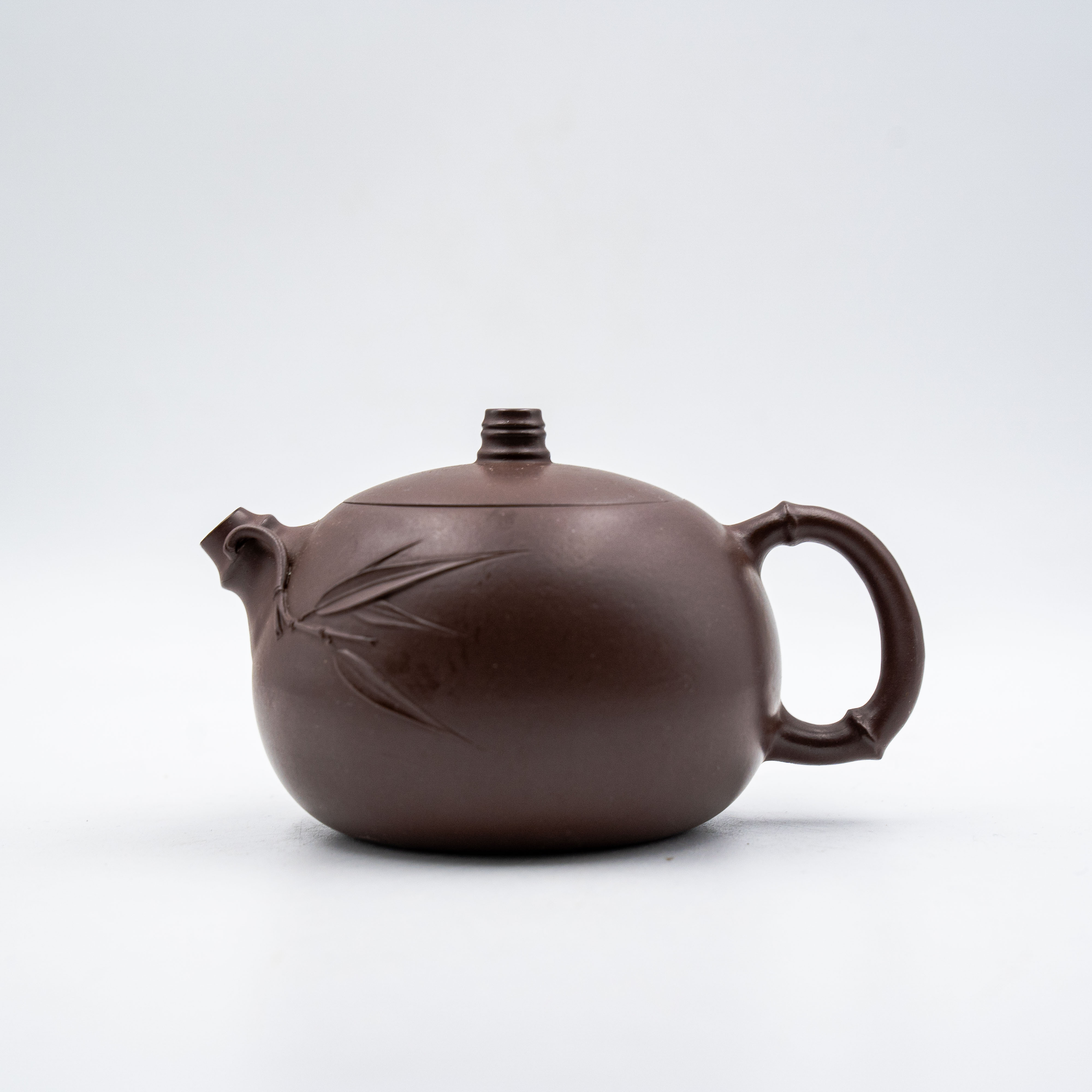 Handcrafted Yixing Zisha Xishi Teapot, Zini Clay with Bamboo Leaf Motif