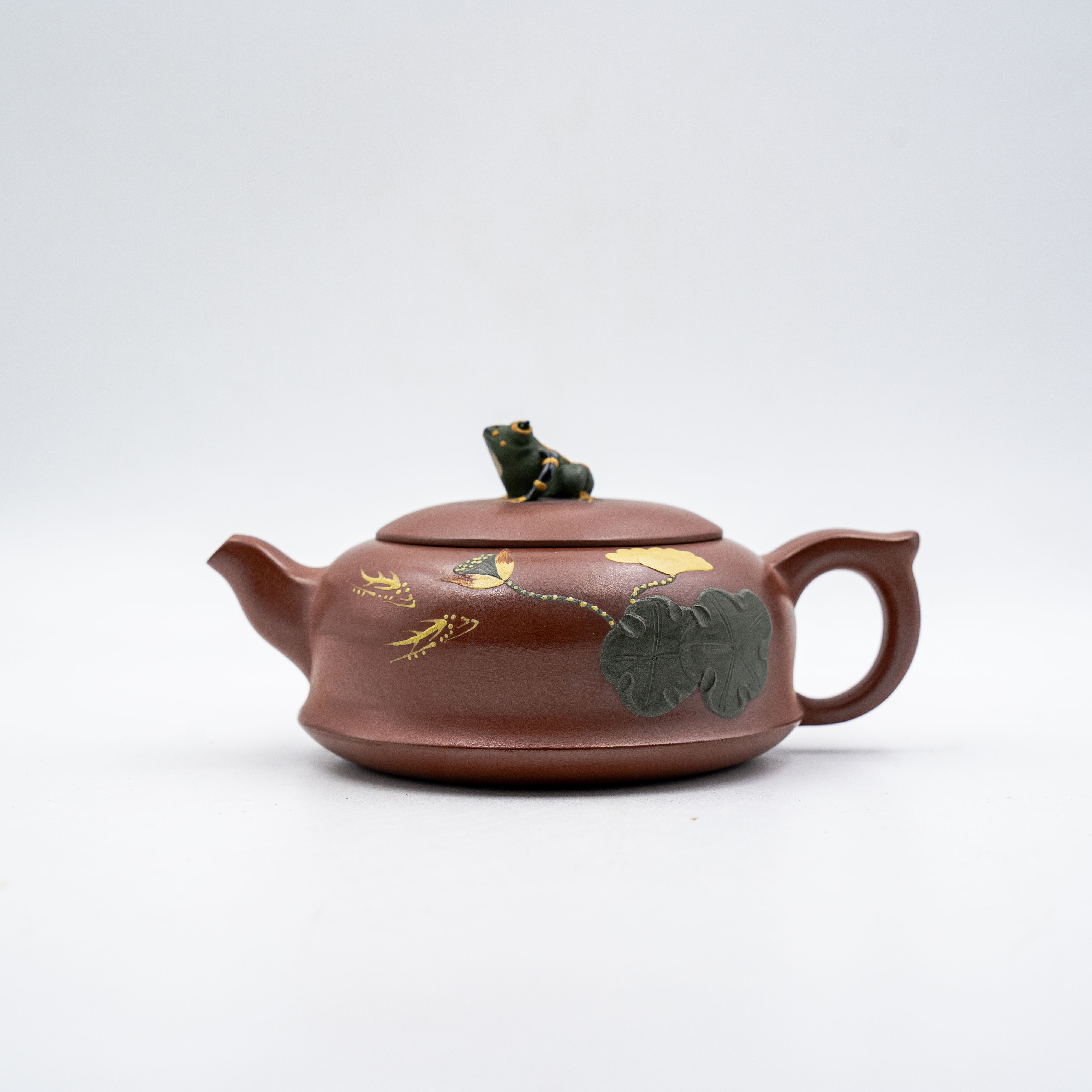 Handcrafted Yixing Zisha Xishi Teapot, Zini Clay with Bamboo Leaf Motif