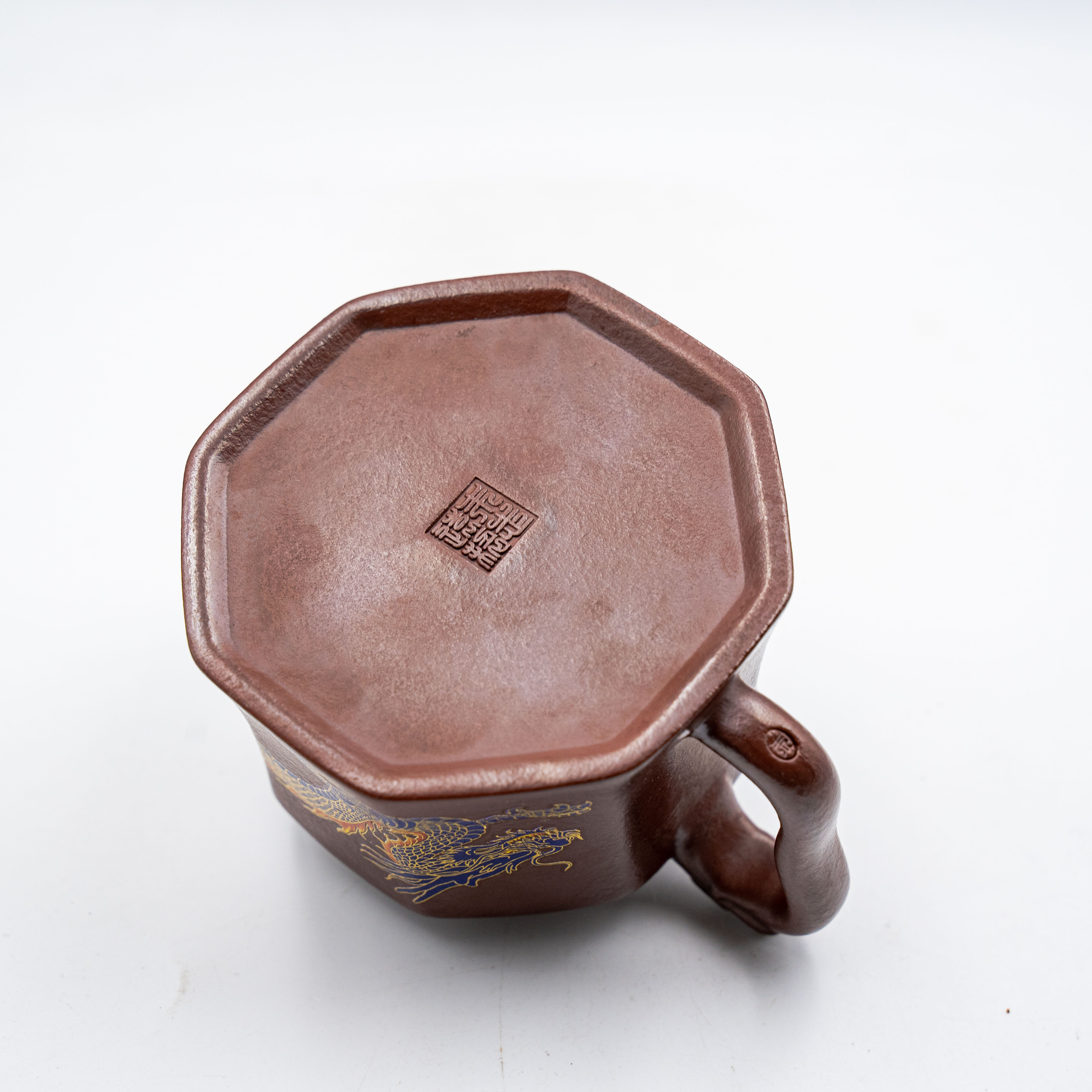 Handcrafted Yixing Zisha Bagua Jinyuan Teapot with Dragon Motif, Red Clay