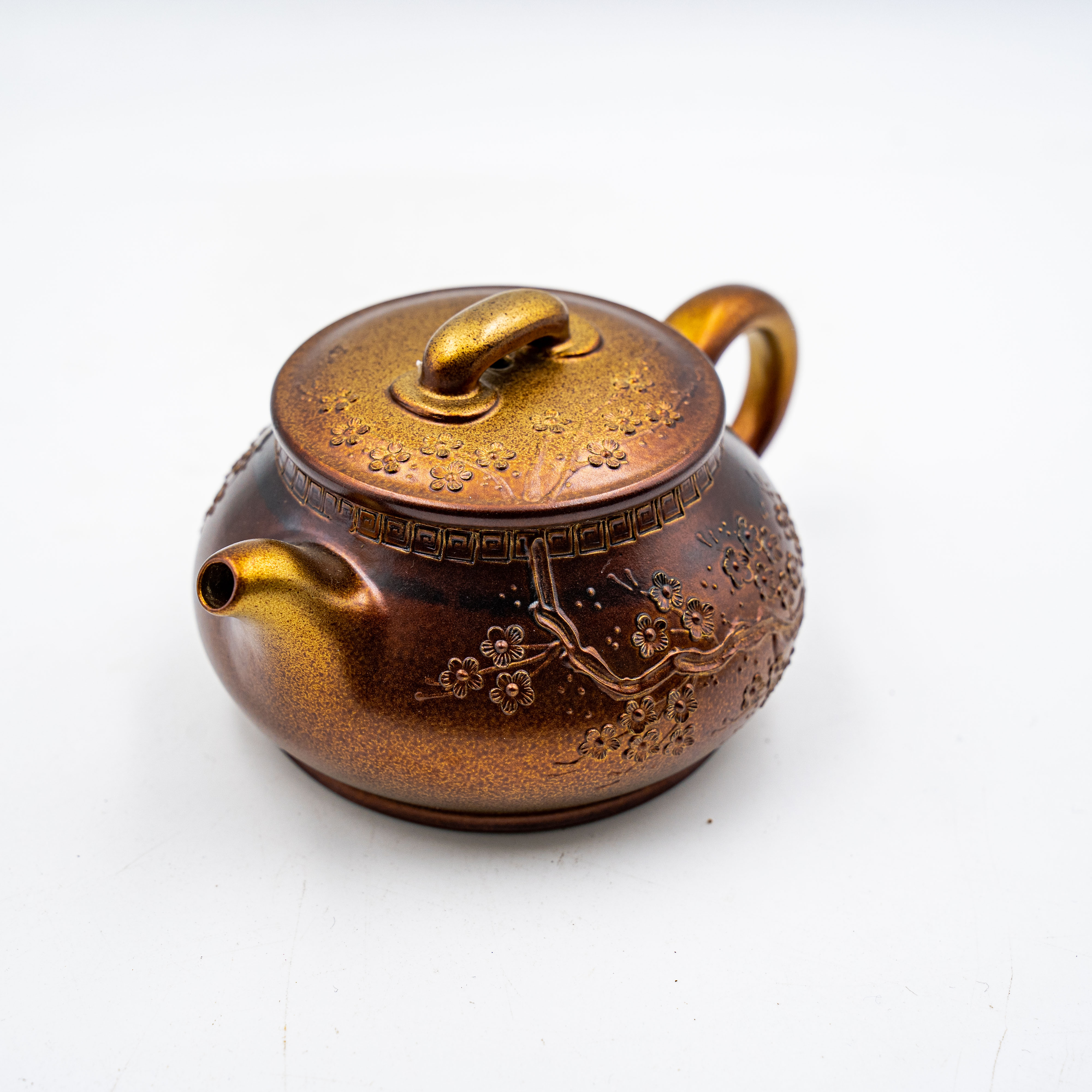 Handcrafted Yixing Zisha Clay Ruxiang Teapot with Mud-Painted Plum Blossom Design