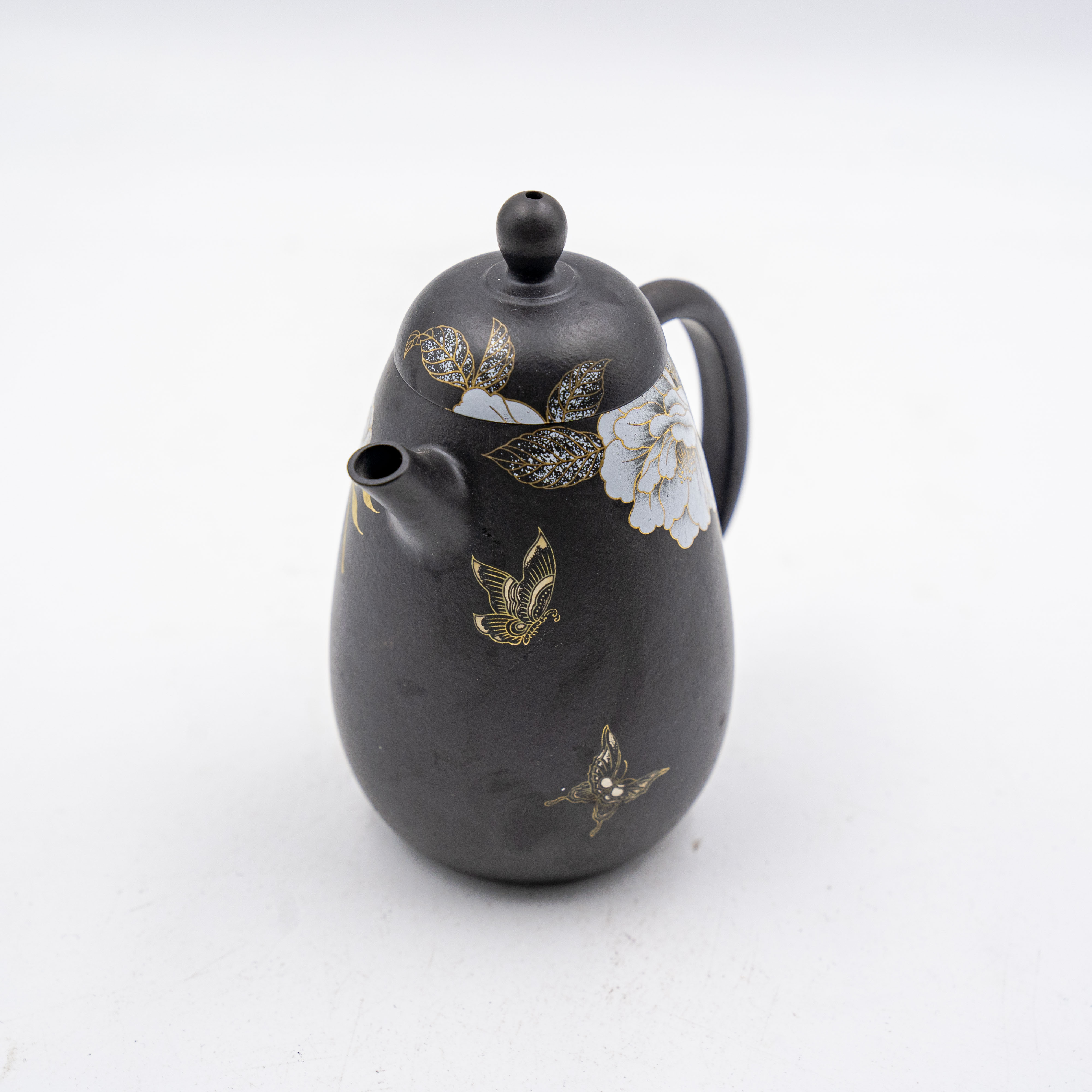 Handcrafted Yixing Zisha Si Ting Teapot, Black Clay