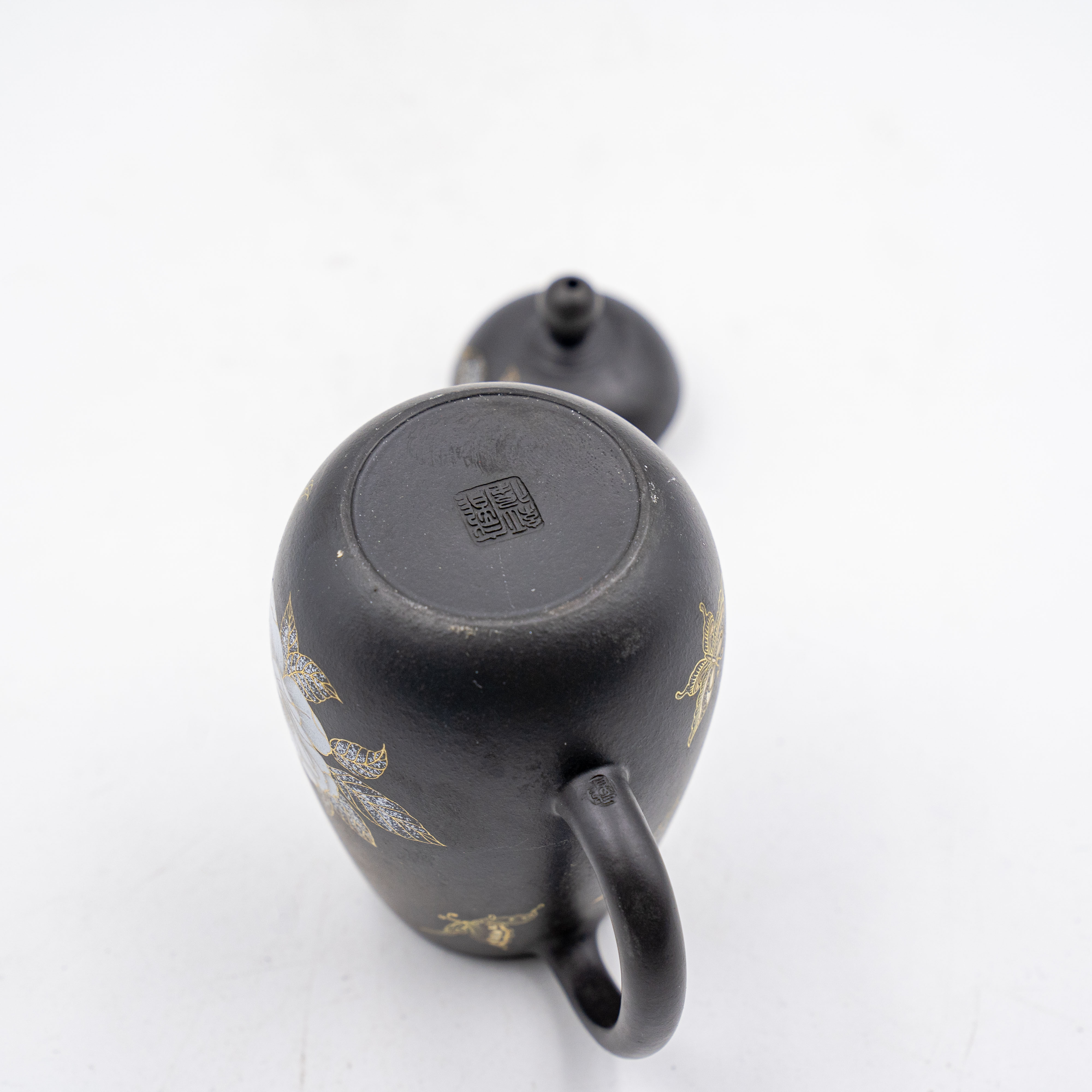 Handcrafted Yixing Zisha Si Ting Teapot, Black Clay