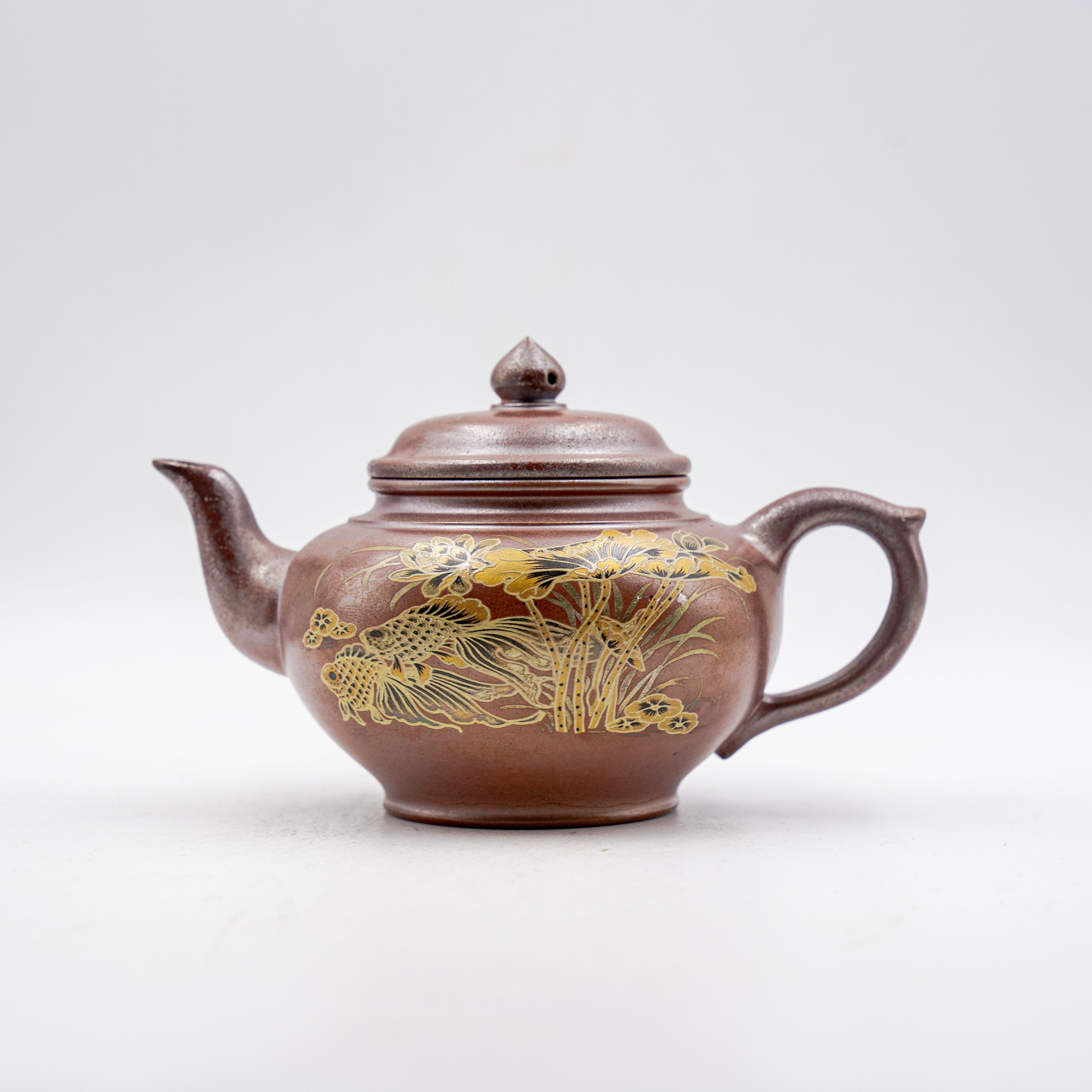 Handcrafted Yixing Zisha Xiao Ying Teapot, Huo Yun Shao with Lotus Carving