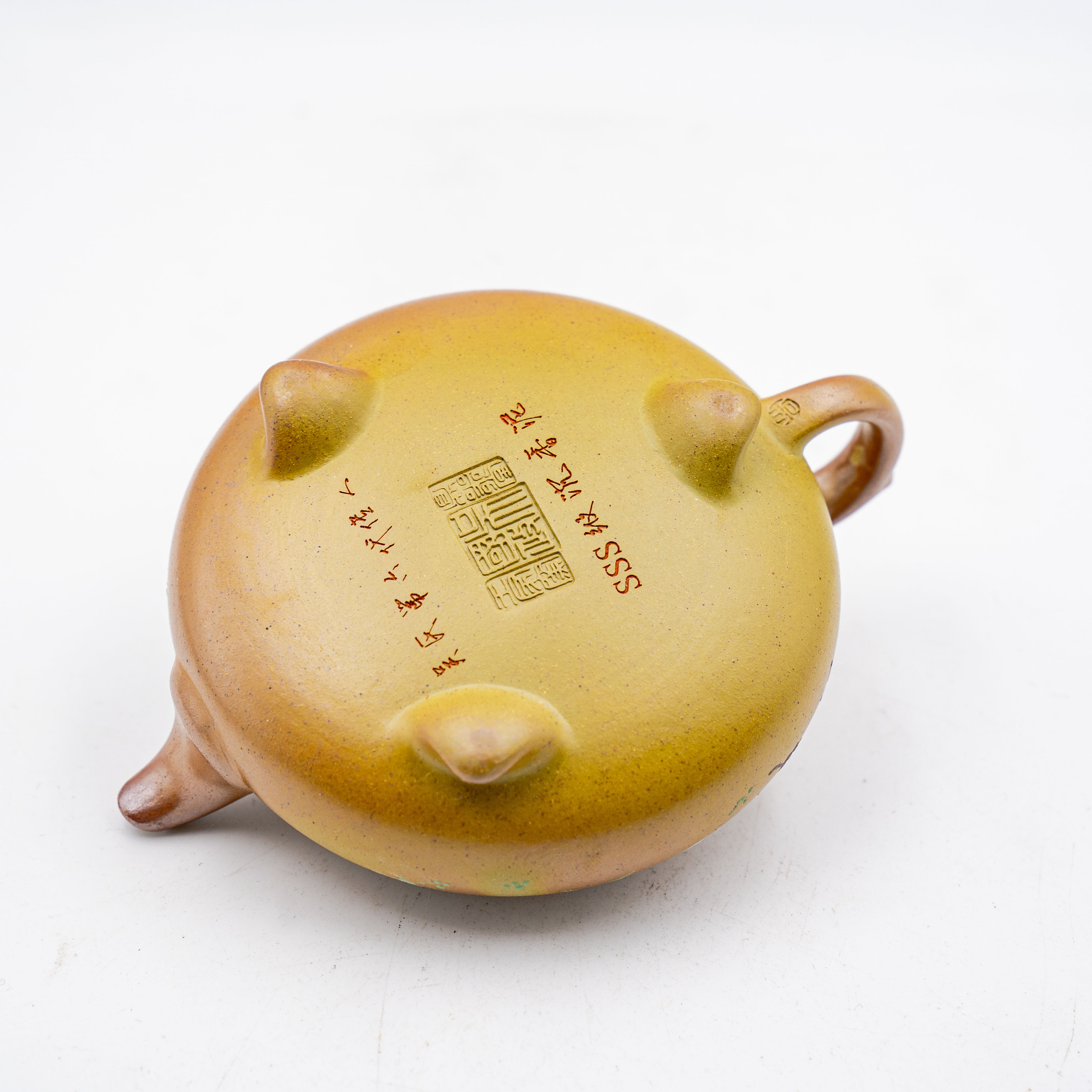 Handcrafted Yixing Zisha Sanzu Ruyi Piao Teapot, Wood-Fired Duan Clay with Bird & Flower Motif