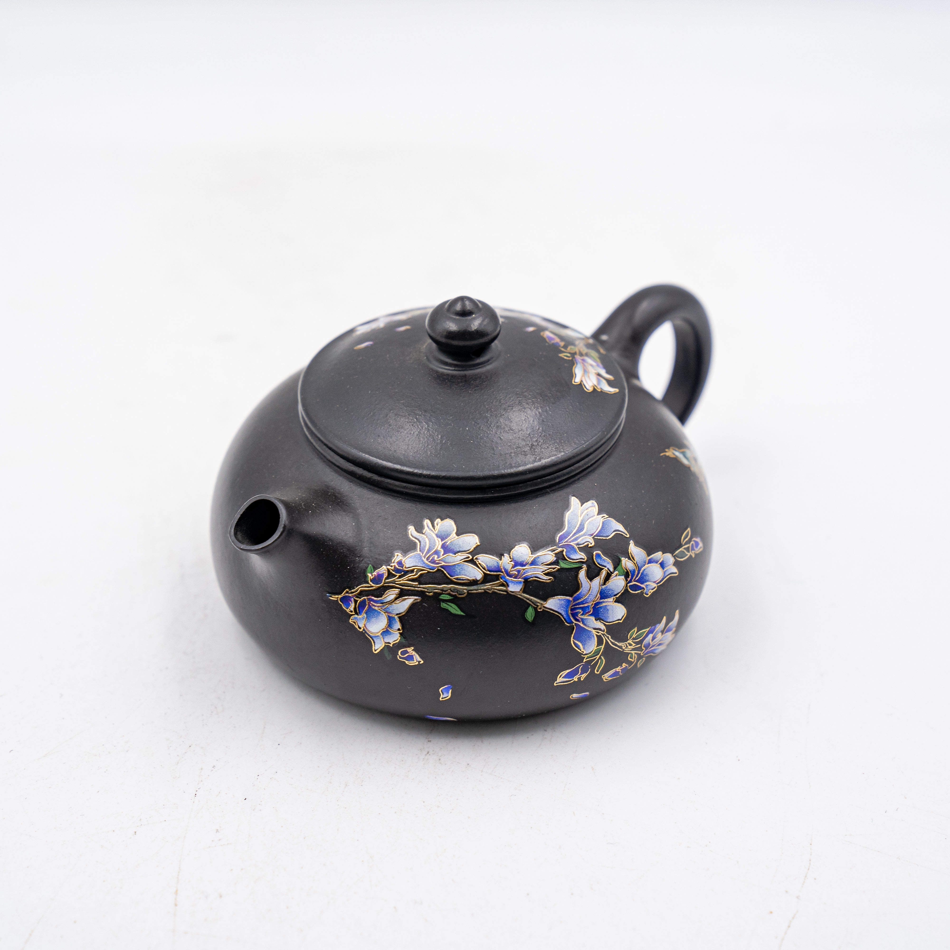 Handcrafted Yixing Heini Clay Xishi Teapot with Cold River Floral and Bird Design