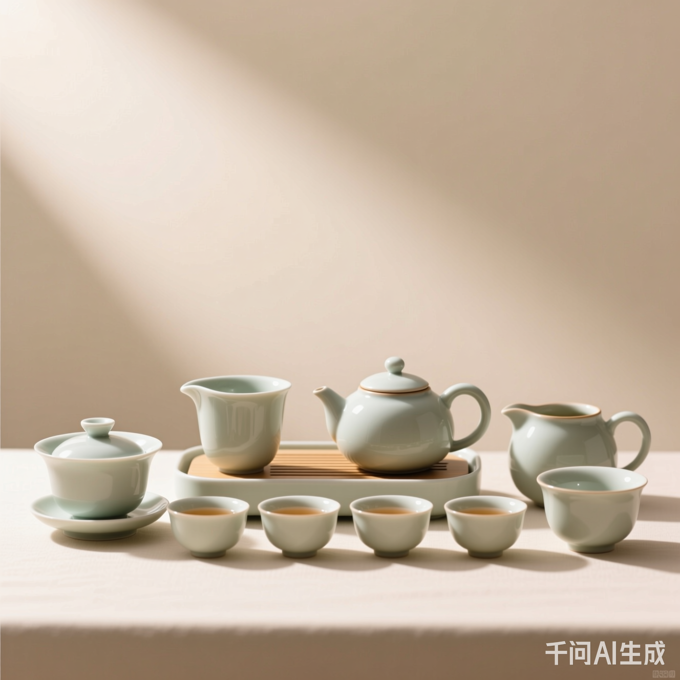 Close up of a handmade Zhuni clay Xishi teapot with a green tea leaf logo, perfect for Oolong tea ceremonies.