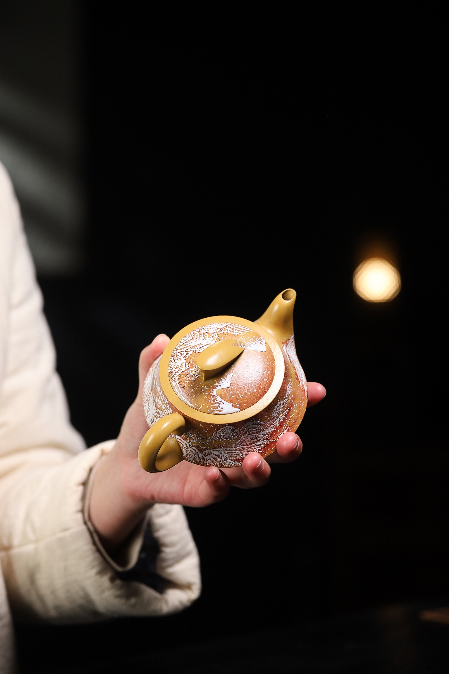 Double Intangible Heritage Enamel Snowscape 'Smooth Sailing' Teapot - 220CC Raw Ore Golden Zhuni