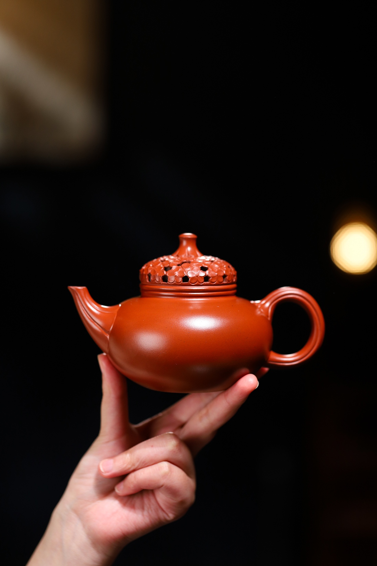 Prosperous Blooms Teapot - 320CC Huanglongshan Hongpilong Clay, Yixing Floral Art Tea Pot