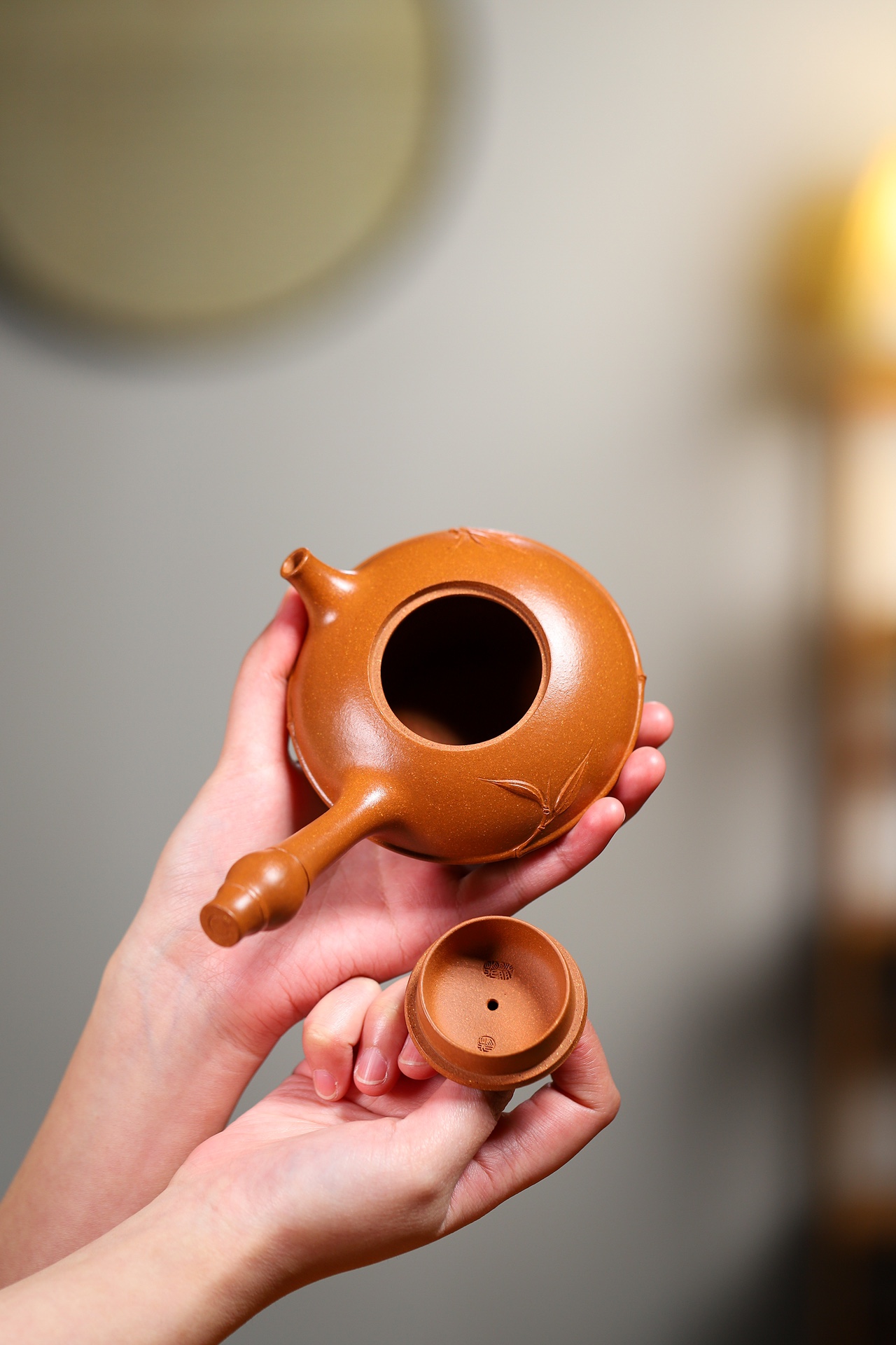 Bamboo Brings Peace Teapot - 200CC Chenxiang Clay, Yixing Bamboo-Style Kung Fu Tea Pot