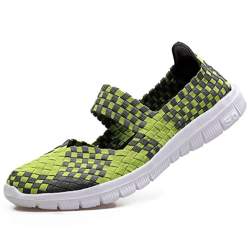 Women's Breathable Woven Mary Jane Shoes, Non-Slip Soft Sole Slip On Walking Flats, Lightweight Summer Casual Footwear