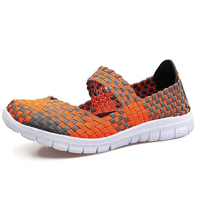 Women's Breathable Woven Mary Jane Shoes, Non-Slip Soft Sole Slip On Walking Flats, Lightweight Summer Casual Footwear