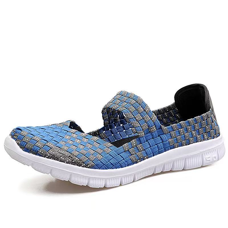 Women's Breathable Woven Mary Jane Shoes, Non-Slip Soft Sole Slip On Walking Flats, Lightweight Summer Casual Footwear