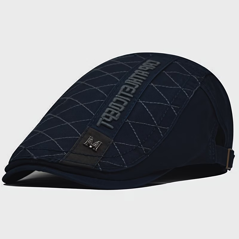 Navy men's cotton flat cap