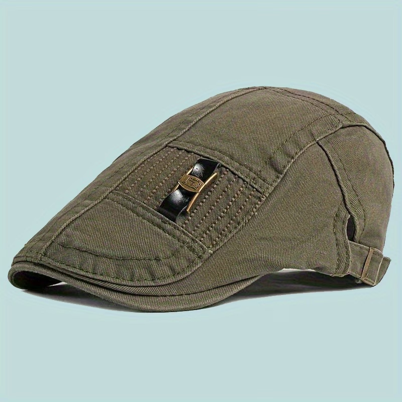 Army green vintage adjustable flat cap