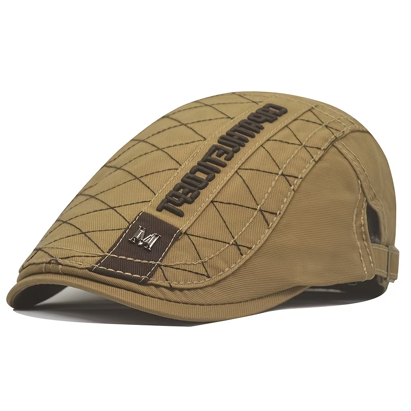 Coffee brown men's cotton flat cap