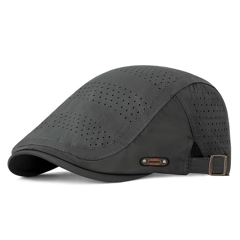 Dark gray perforated men's flat cap