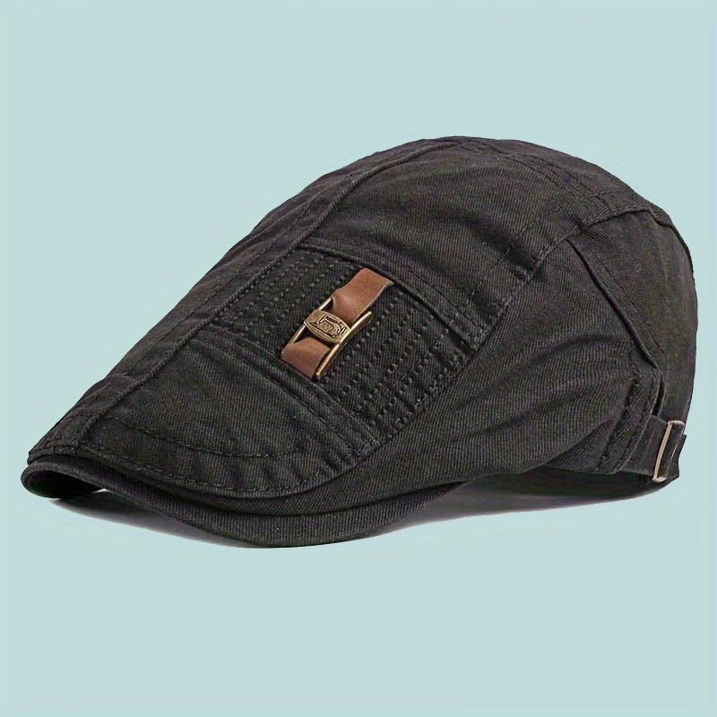 Black vintage adjustable flat cap