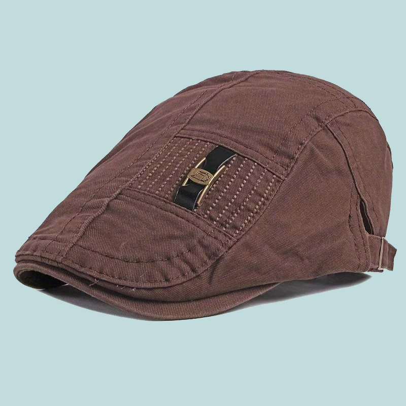 Coffee brown vintage adjustable flat cap
