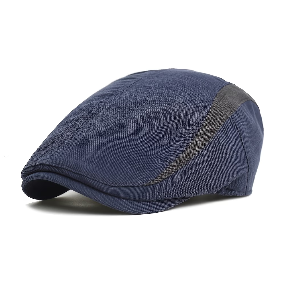 Navy blue contrast stripe flat cap