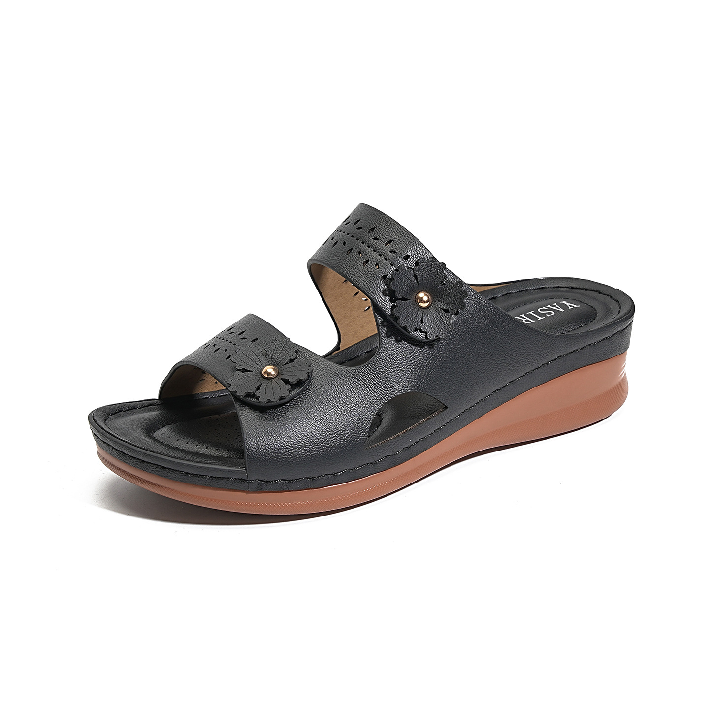 Women’s Cushioned Wedge Sandals – Comfortable Open Toe Slide Slippers with Arch Support for All-Day Wear