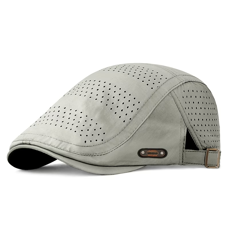 Light gray perforated adjustable men's flat cap