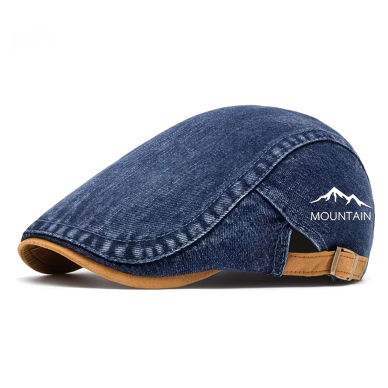 Deep Blue denim-look flat cap