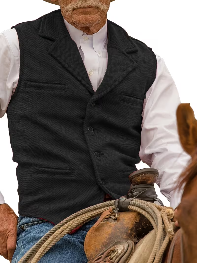 🎁LAST DAY 70% OFF🎁-Men’s Western Herringbone Sleeveless Waistcoat