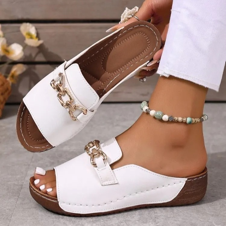 Women’s Orthopedic Metallic Wedge Sandals: Corrective Arch Support & All-Day Comfort