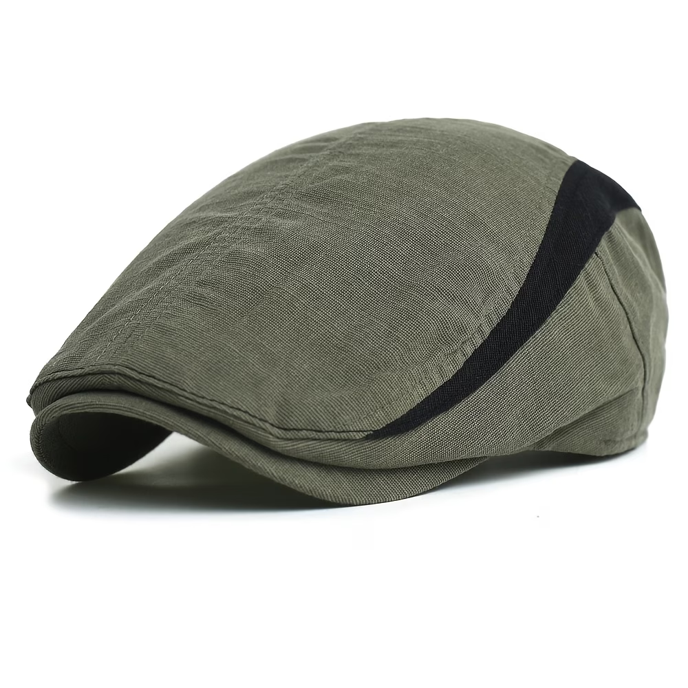 Green contrast stripe flat cap