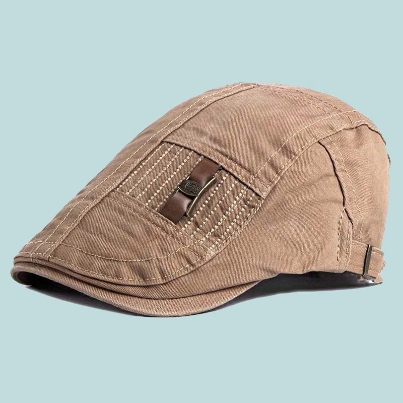 Khaki vintage adjustable flat cap