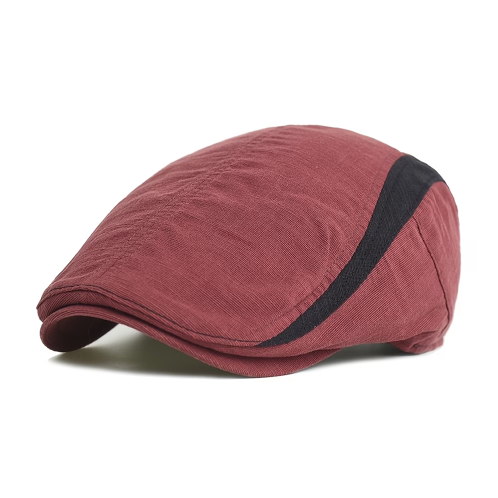 Red contrast stripe flat cap