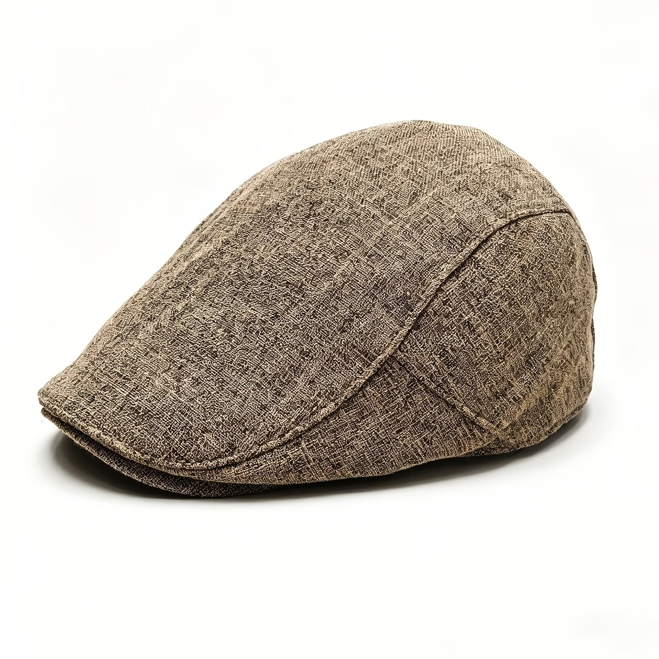 Brown men's linen flat cap
