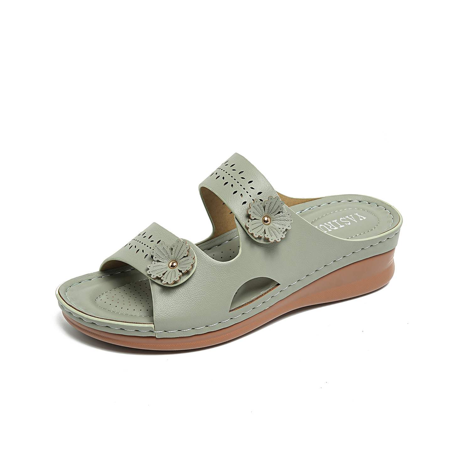 Women’s Cushioned Wedge Sandals – Comfortable Open Toe Slide Slippers with Arch Support for All-Day Wear