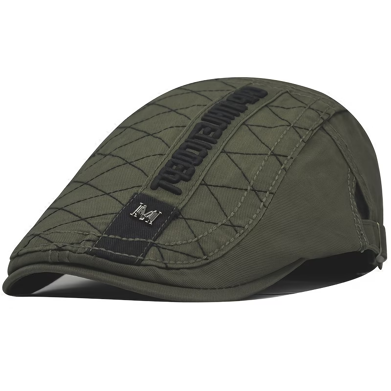 Army green casual men's cotton flat cap