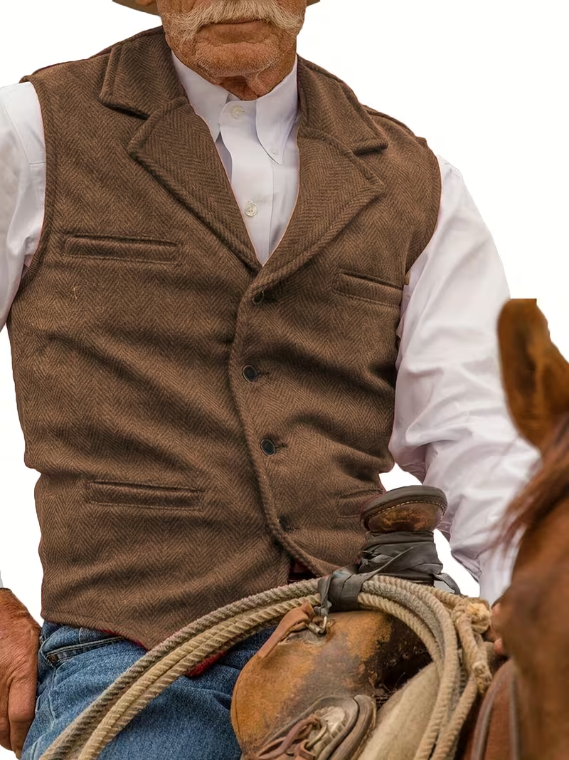 🎁LAST DAY 70% OFF🎁-Men’s Western Herringbone Sleeveless Waistcoat