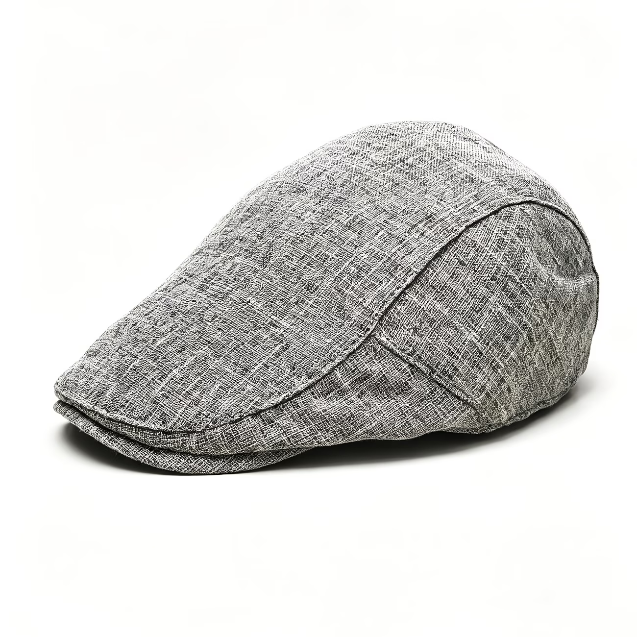 Light gray men's lightweight linen flat cap