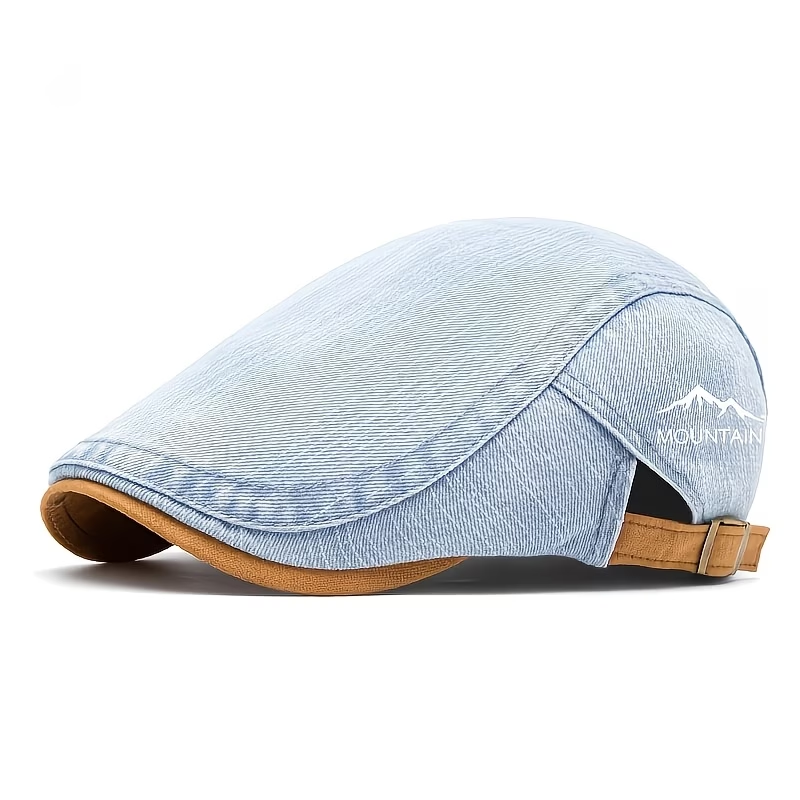 Light Blue denim-look flat cap