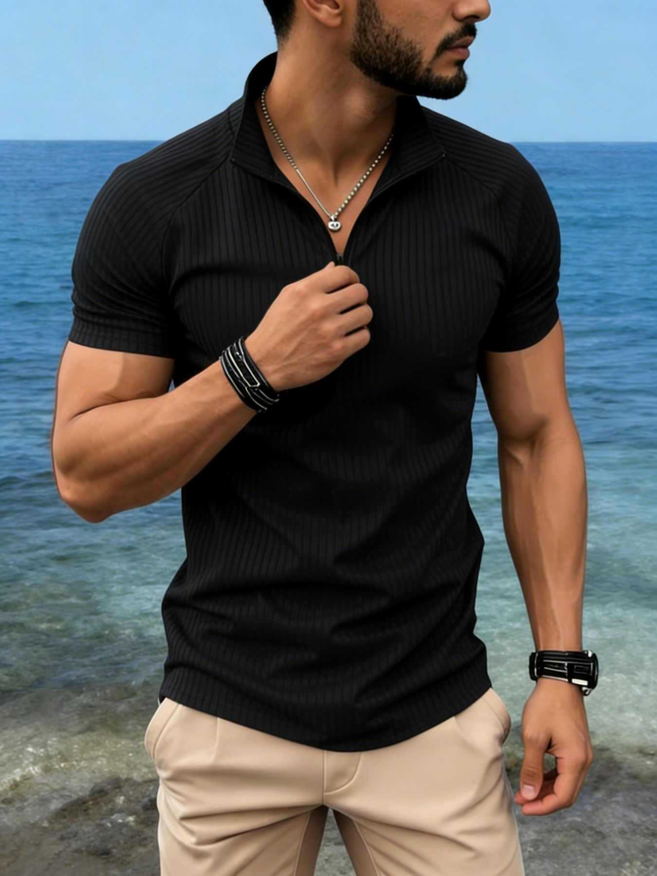 70% Rabatt nur diese Woche - 🔥Herren Sommer T-Shirt Kurzarm Baumwolle Rundhals Slim Fit mit Dreiecks-Print