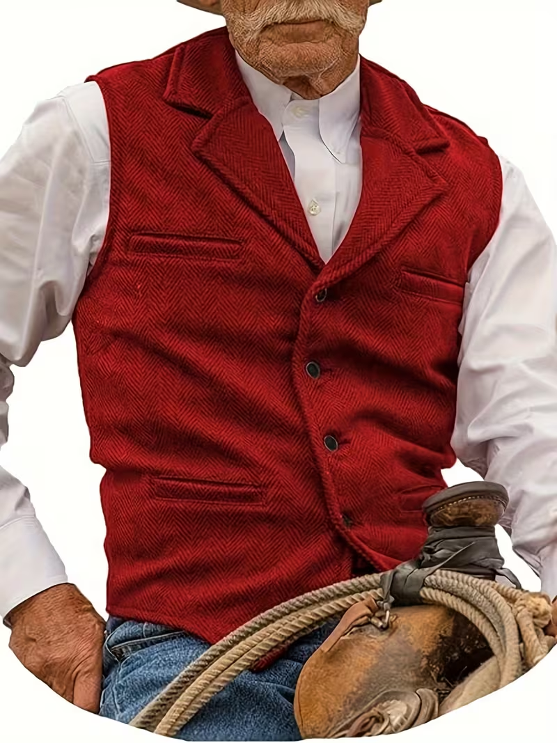 🎁LAST DAY 70% OFF🎁-Men’s Western Herringbone Sleeveless Waistcoat
