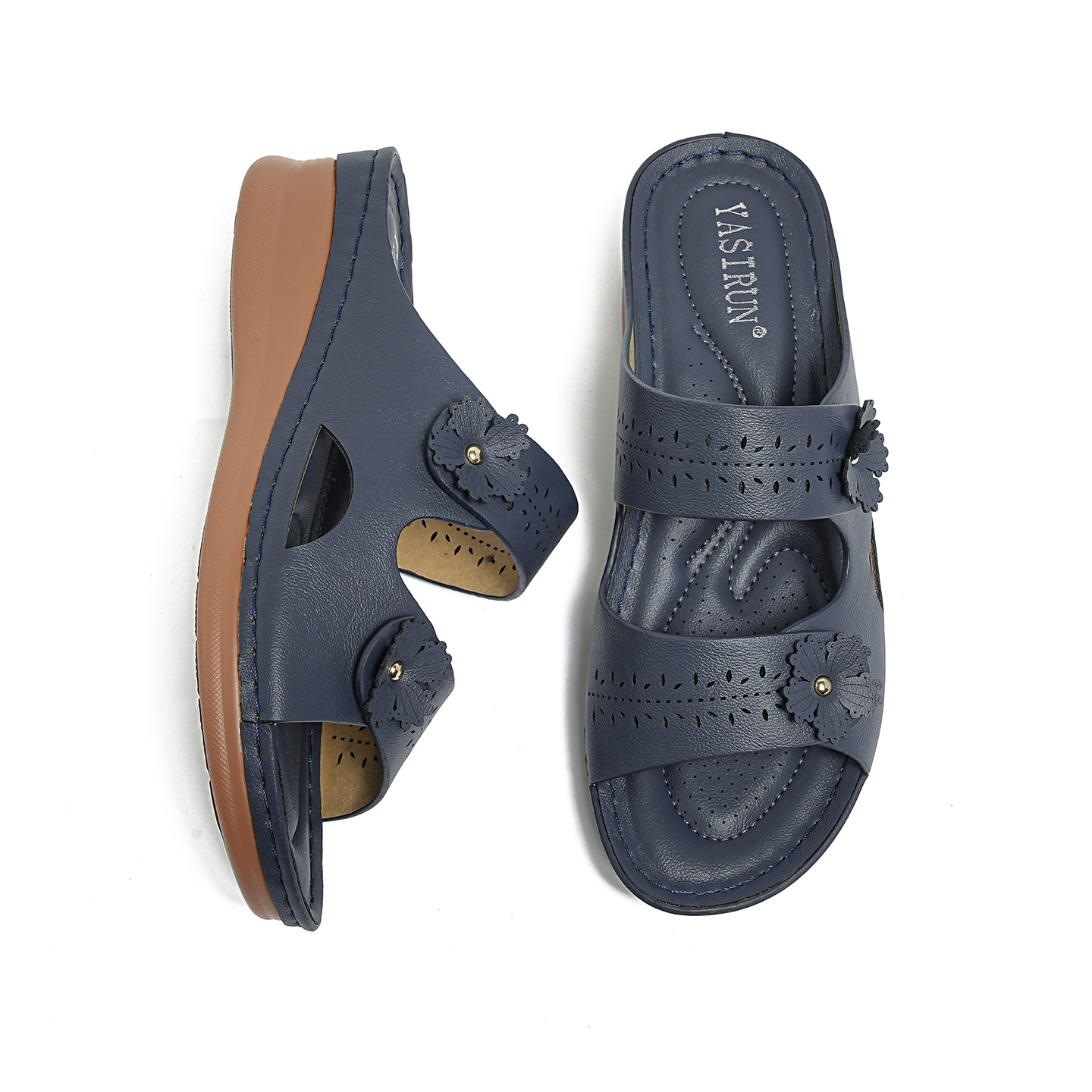 Women’s Cushioned Wedge Sandals – Comfortable Open Toe Slide Slippers with Arch Support for All-Day Wear