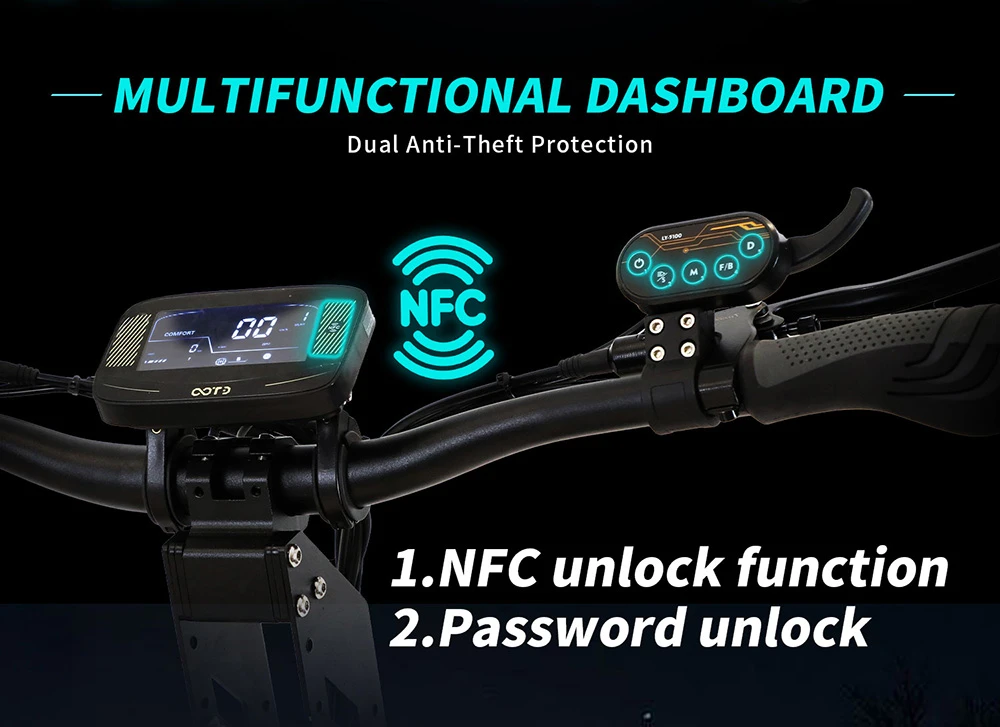 OOTD T30 Folding Electric Scooter, 1600W*2 Motor, 60V 31.2Ah Battery, 13 inch Off-road Tires, 65km/h Max Speed, 100km Max Range, Hydraulic Disc Brakes, Front Hydraulic & Rear Spring Suspension, 200kg Max Load