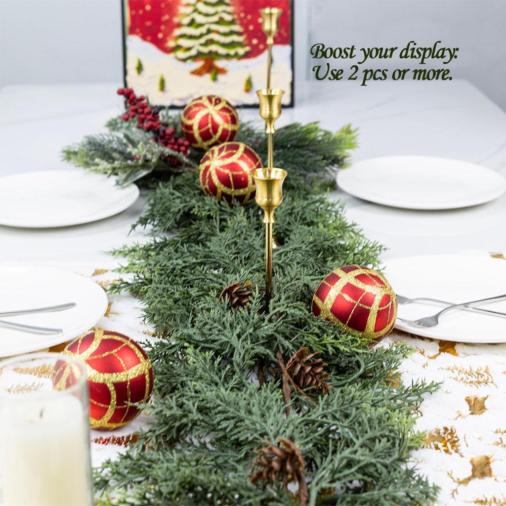 Lush Artificial Cedar Garland 72" with 10 artificial pine cones - Decorative Plant for Home Party Wedding DIY Real Touch Pine Garlands Decorative Greenery Fruit summerwins
