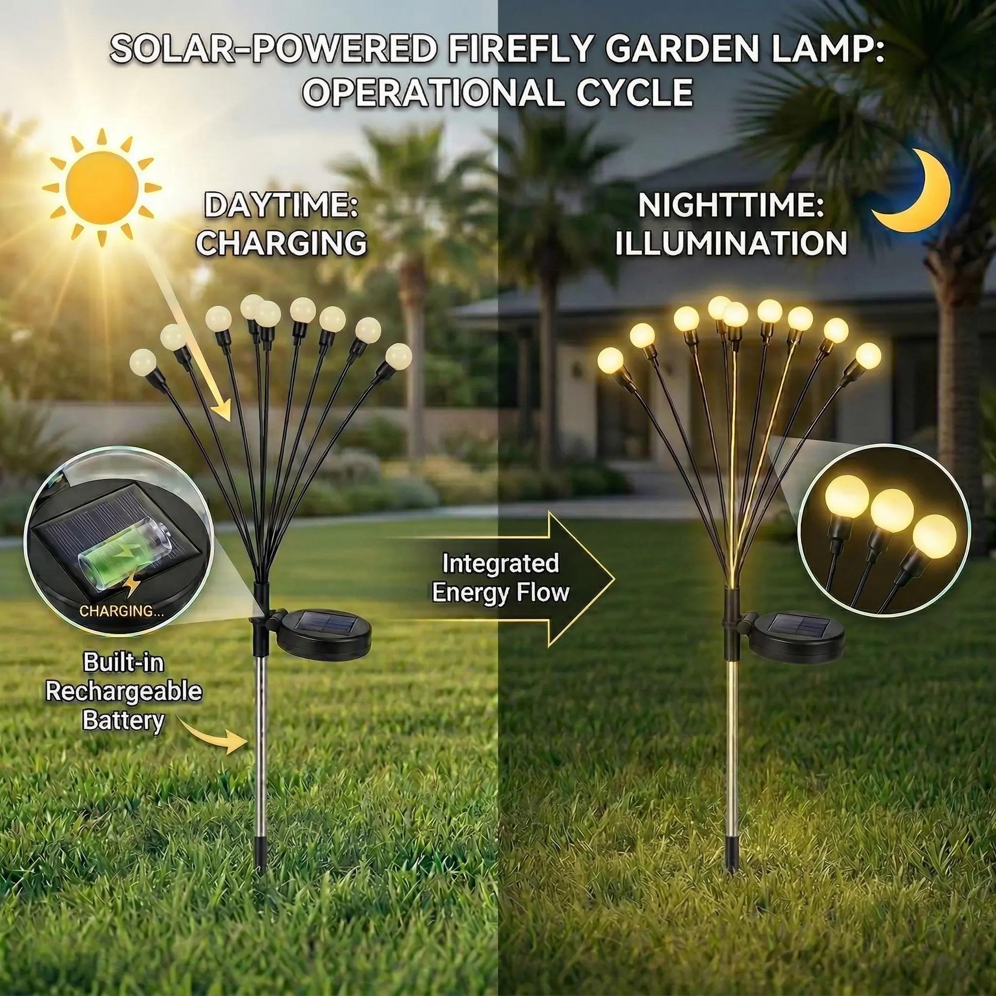 Outdoor Solar Firefly Lights, 4/8 Pack Waterproof Garden Stake Lights with Auto Dusk-to-Dawn Glow, 32/64 LED Bulbs for Yard, Patio, Pathway, Walkway & Landscape Decor Outdoor Solar Firefly Lights, 4/8 Pack Waterproof Garden Stake Lights with Auto Dusk-to-Dawn Glow, 32/64 LED Bulbs for Yard, Patio, Pathway, Walkway & Landscape Decor