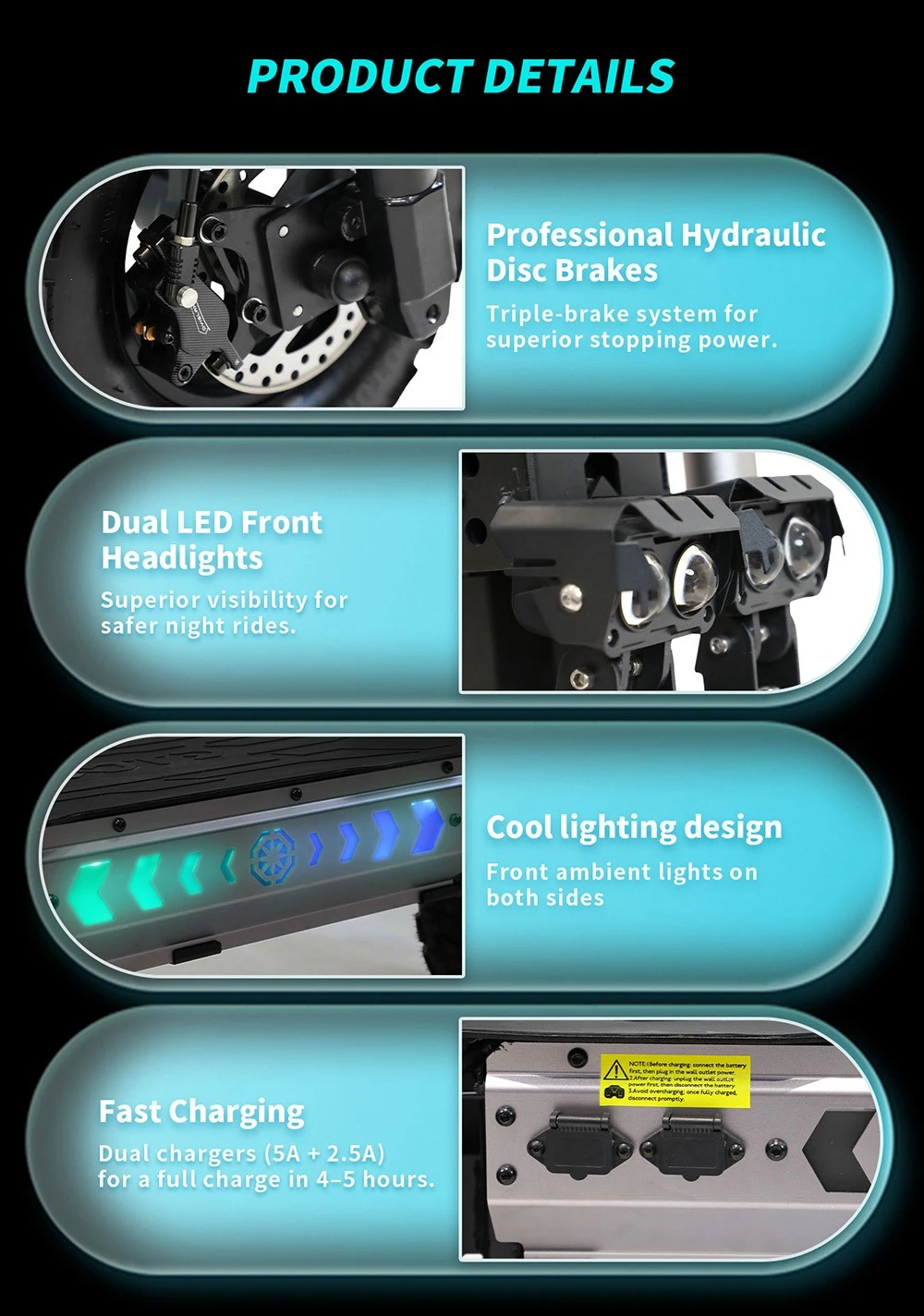 OOTD T30 Folding Electric Scooter, 1600W*2 Motor, 60V 31.2Ah Battery, 13 inch Off-road Tires, 65km/h Max Speed, 100km Max Range, Hydraulic Disc Brakes, Front Hydraulic & Rear Spring Suspension, 200kg Max Load