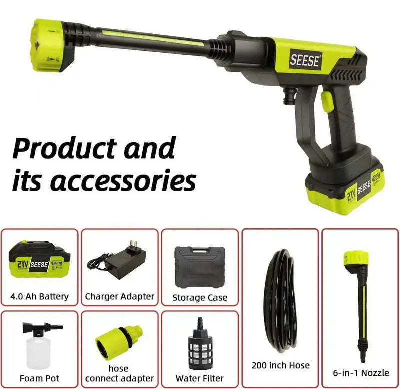 SEthtESE Cordless Pressure Washer and Single Port Charger Base, Bottle Portable Washer for Car,Home Cleaning & Garden Watering