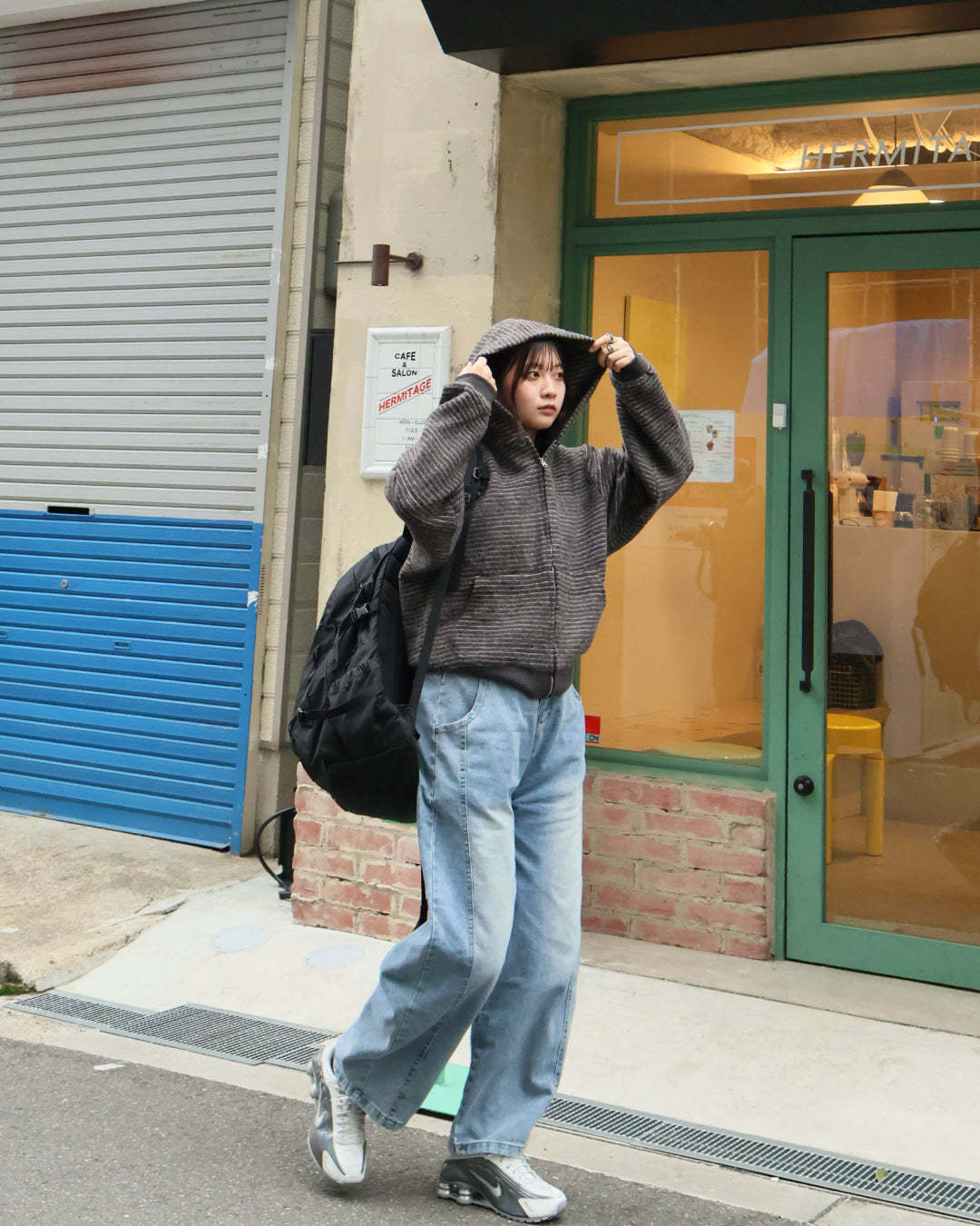 Striped Zip-Up Knit Hoodie K3049