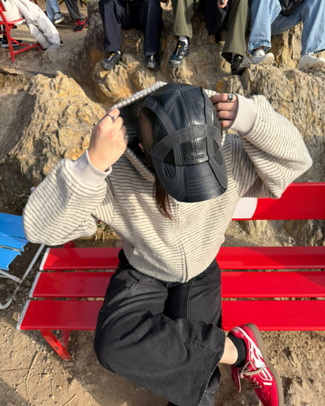 Striped Zip-Up Knit Hoodie K3049