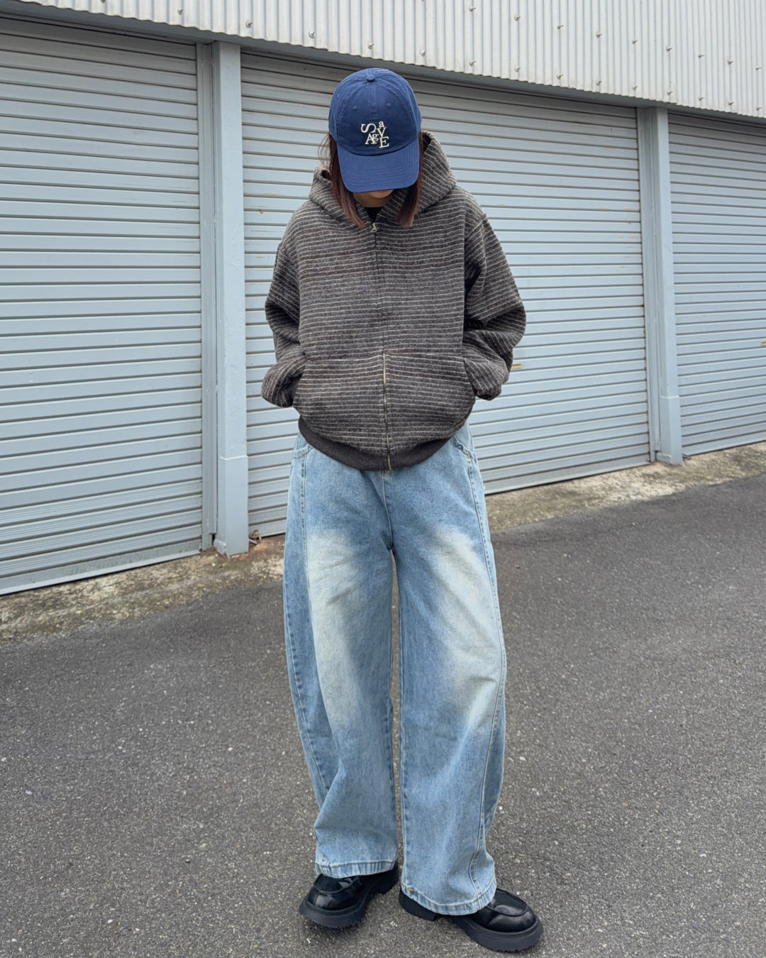 Striped Zip-Up Knit Hoodie K3049