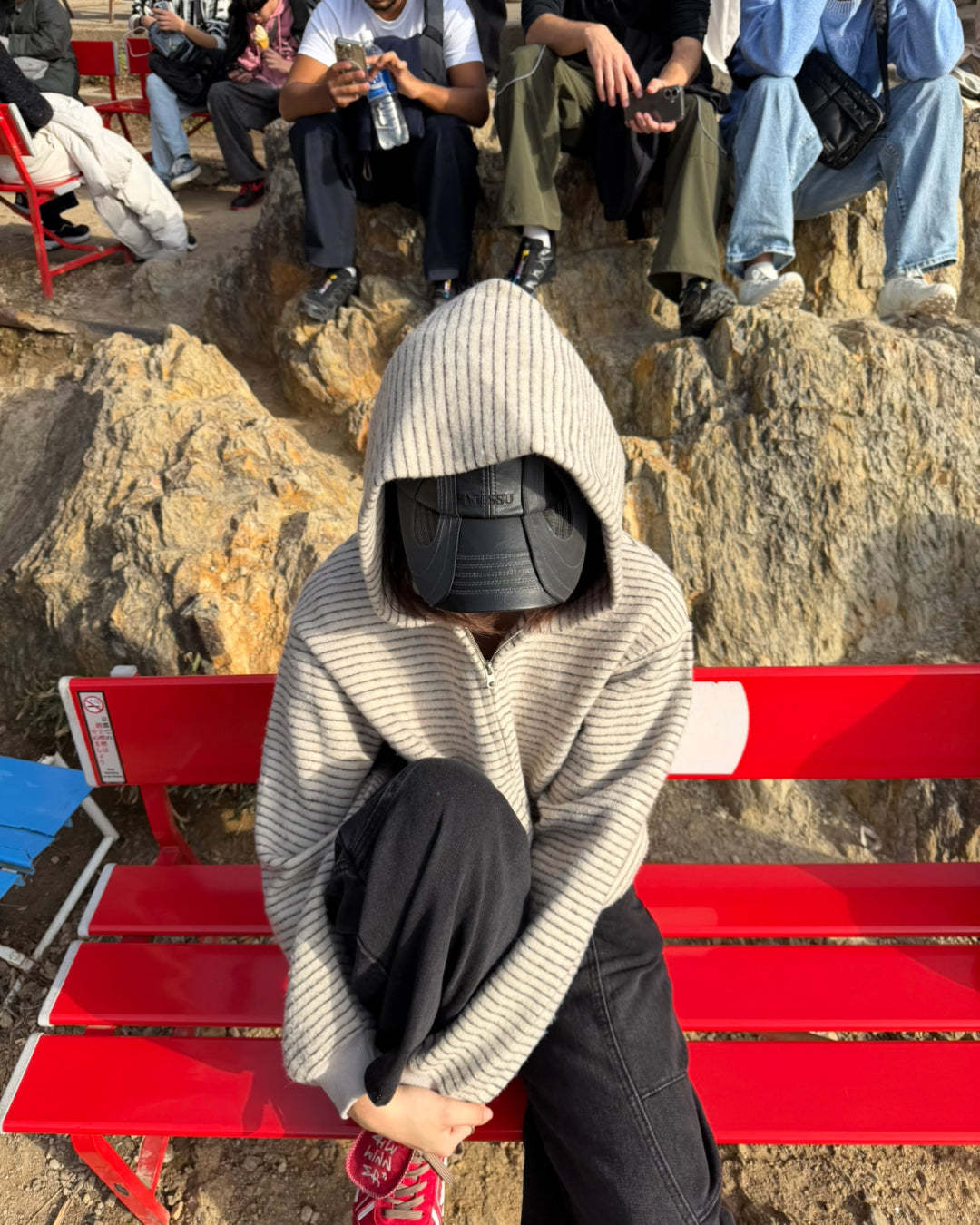 Striped Zip-Up Knit Hoodie K3049