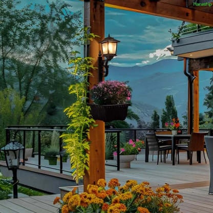 Solar Post Light with Planter Outdoor Decor